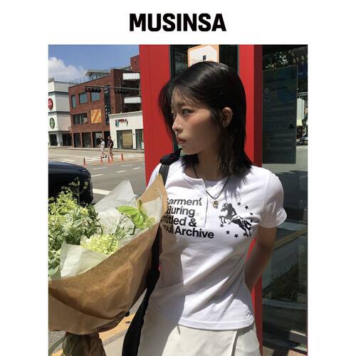 UNTITLED SEOUL UNIFORM 短款亨利领白色短袖 MU韩国官网直邮进口