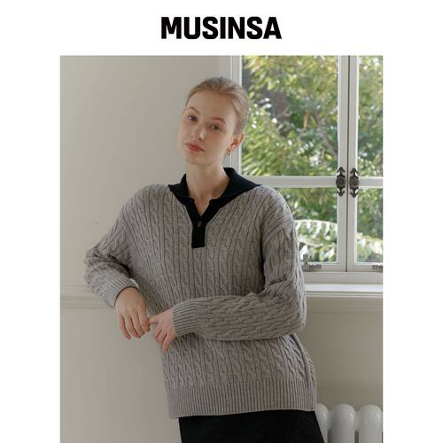 YUPPE OVER COLLAR KNIT_GRAY韩国官网直邮进口