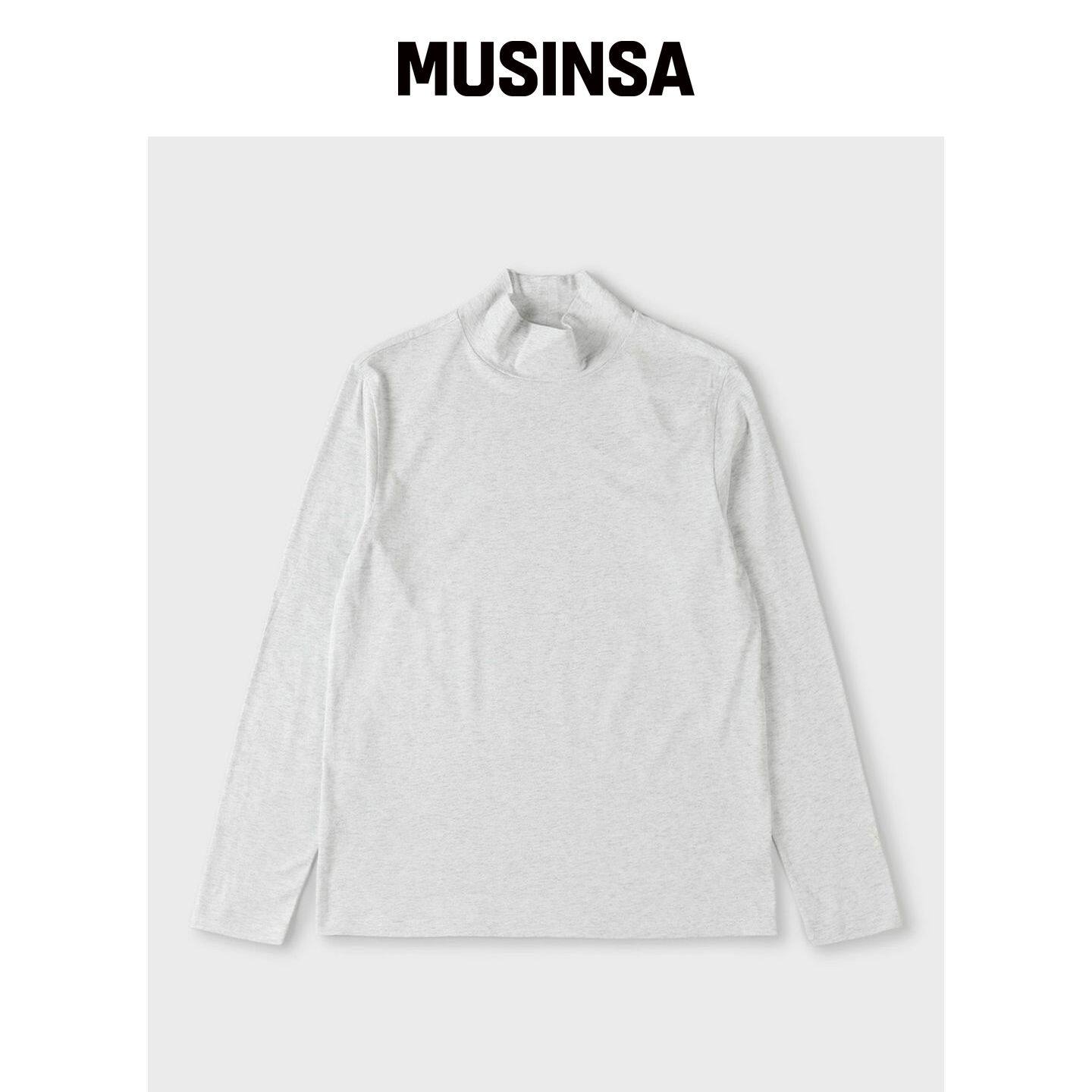 PANICALE 浅灰色基础款半高领LOGO T恤 MUSINSA韩国官网直邮进口