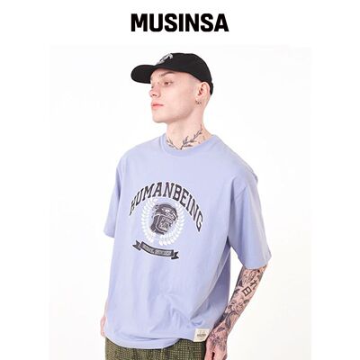 I AM NOT A HUMAN BEING VARSITY TEE - 天空蓝韩国官网直邮进口