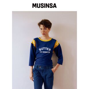 GREENBUTTER 黄油橄榄球场T恤 (海军蓝) MUSINSA韩国直邮官方正品