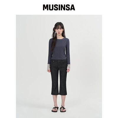 TOFFEE WOMEN W 牛仔 Capri 热裤 (BLACK) MUSIN韩国官网直邮进口