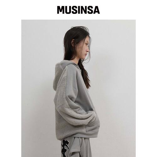 OJOS 针织背面连帽卫衣 / 薄荷灰 MUSINSA韩国官网直邮进口