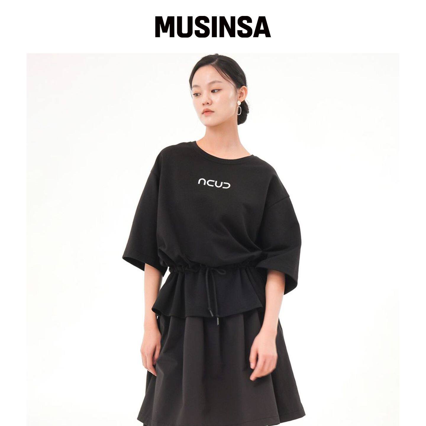 ACUD 半袖LOGO连衣裙 _黑色 MUSINSA韩国直邮官方正品