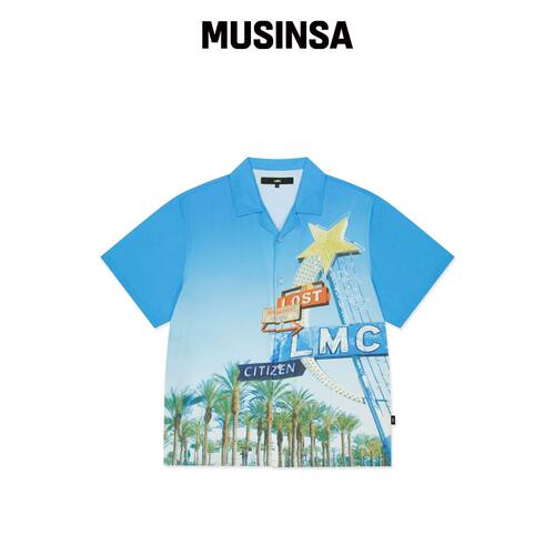LMC 蓝色图案短袖衬衫 MUSINSA韩国官网直邮进口