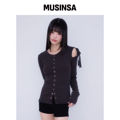ROSEFRANTZ 单肩带长袖衫 [炭灰色] MUSINSA韩国官网直邮进口