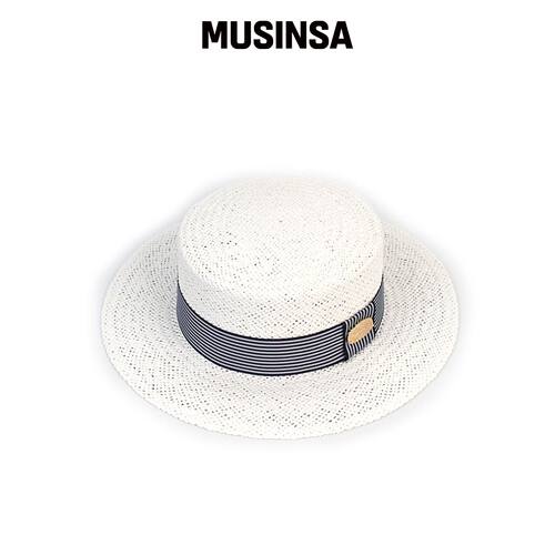 UNIVERSAL CHEMISTRY 条纹线白色巴拿马帽 MUSIN韩国官网直邮进口