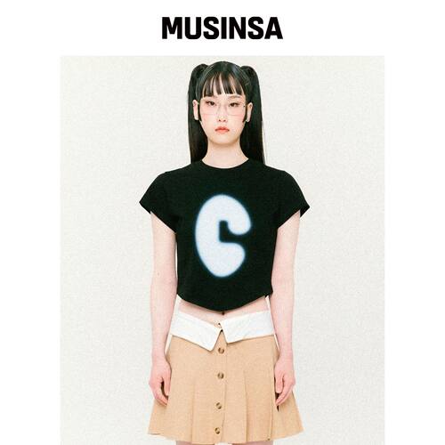 CCORIE 符号围巾短款短袖T恤黑色 MUSINSA韩国官网直邮进口