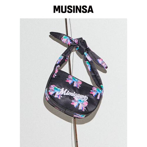 MIMICAWE MM KNOT HOBO BAG/RIBBON BLACK韩国官网直邮进口