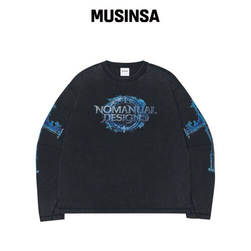 NOMANUAL ARC CORE 长袖T恤 - 水洗黑色 MUSINSA韩国直邮官方正品