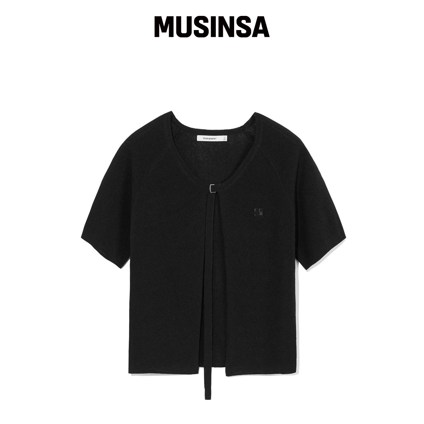 CGP WAVE logo 符号扣 短袖开衫_黑色 MUSINSA韩国直邮官方正品 - 实物图