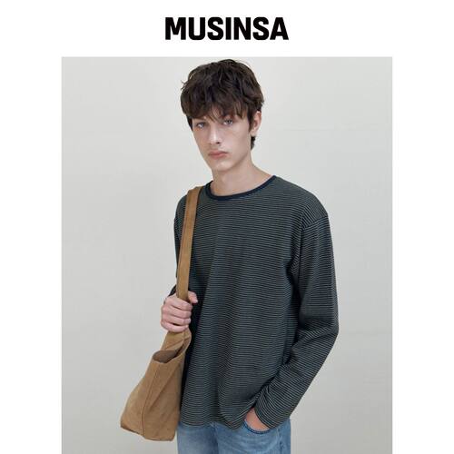 WEDNESDAY OASIS 细条纹长袖T恤_藏青色(WB6TP50韩国官网直邮进口