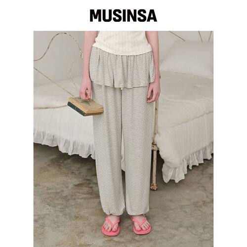 FUNFROMFUN 层叠条纹裤，奶油色 MUSINSA韩国直邮官方正品