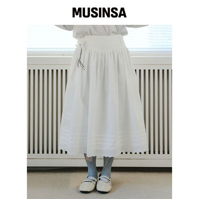 CELITAILS YOKE SHIRRING LONG SKIRT_WHITE韩国官网直邮进口