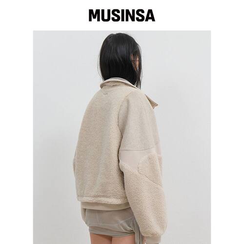 OJOS 可翻转摇粒绒飞行员夹克 / 米色 MUSINSA韩国直邮官方正品