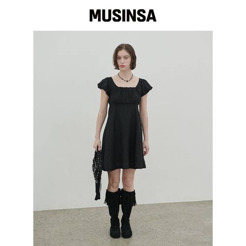 320SHOWROOM LIVIA 迷你泡袖复古连衣裙 黑色 MU韩国官网直邮进口