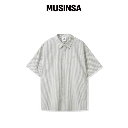 CGP 格纹短袖衬衫-浅卡其色 MUSINSA韩国官网直邮进口