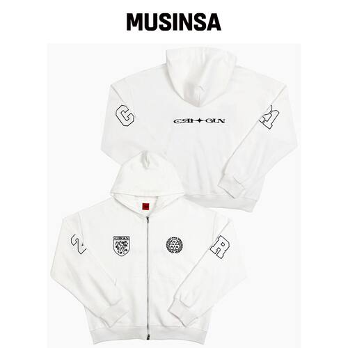 CRIGUN CLUB JERSEY 拉链连帽卫衣 纯白色 MUSIN韩国官网直邮进口