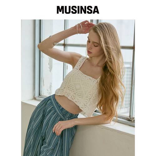 VIKINI VENDER 帕蒂玛钩针无袖 cropped top MUS韩国官网直邮进口