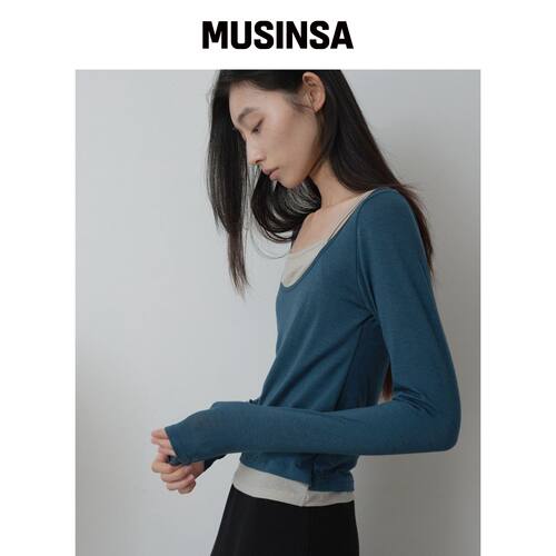 FROMWHERE 羊毛 TENTIAL 叠搭上衣 水鸭色 MUSIN韩国官网直邮进口
