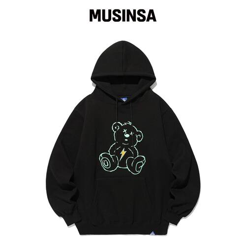 ISTKUNST THUNDER BEAR HOODIE_BLACK(IK2DFMM40韩国官网直邮进口
