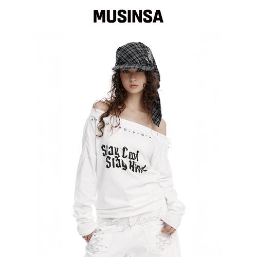 ROUGHNECK SLEY 披肩式露肩上衣 白色 MUSINSA韩国官网直邮进口