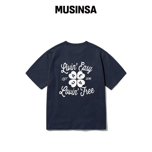 AECA AECA LOVIN 简约T恤-深蓝色 MUSINSA韩国直邮官方正品