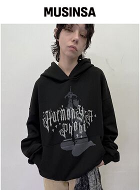 A FEW COMMENTS 크랙天使连帽卫衣 BLACK(washed)韩国官网直邮进口