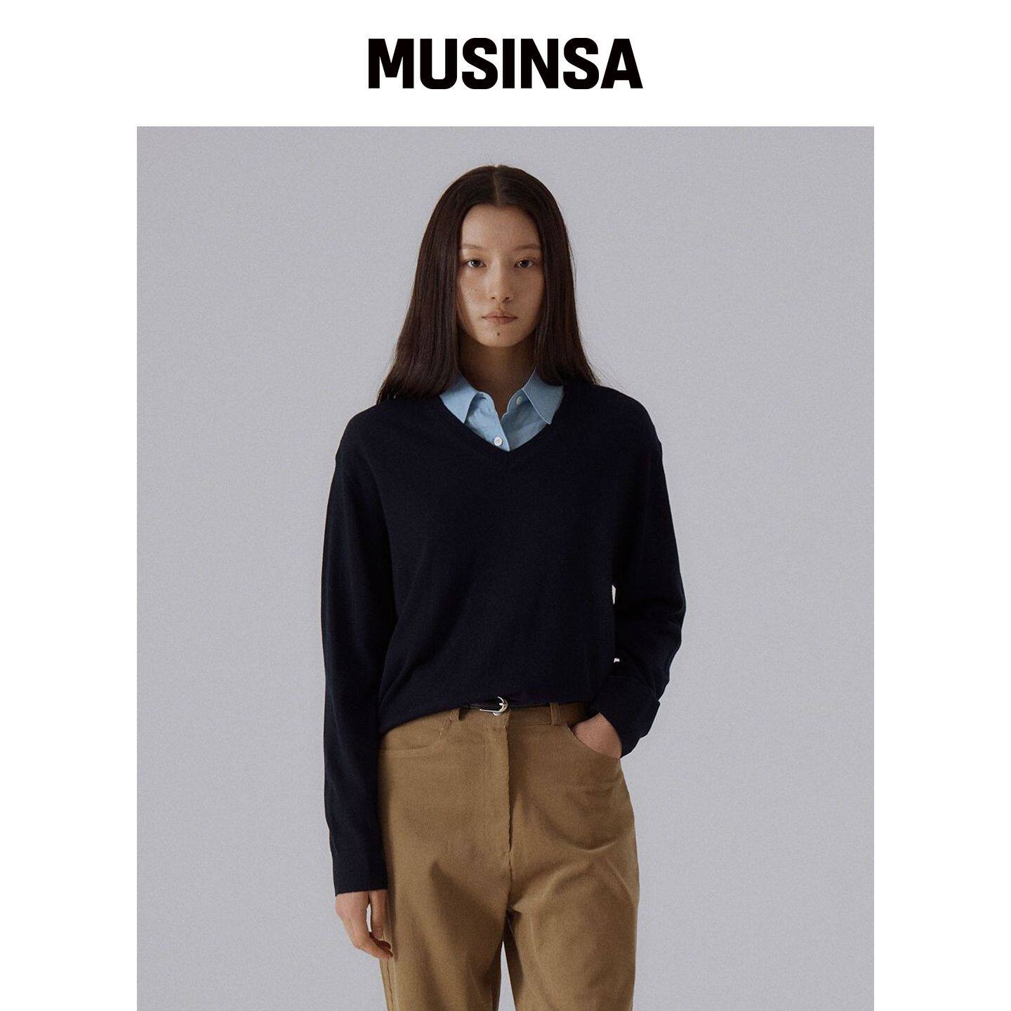 SILN Soma V领针织衫(NAVY) MUSINSA韩国官网直邮进口