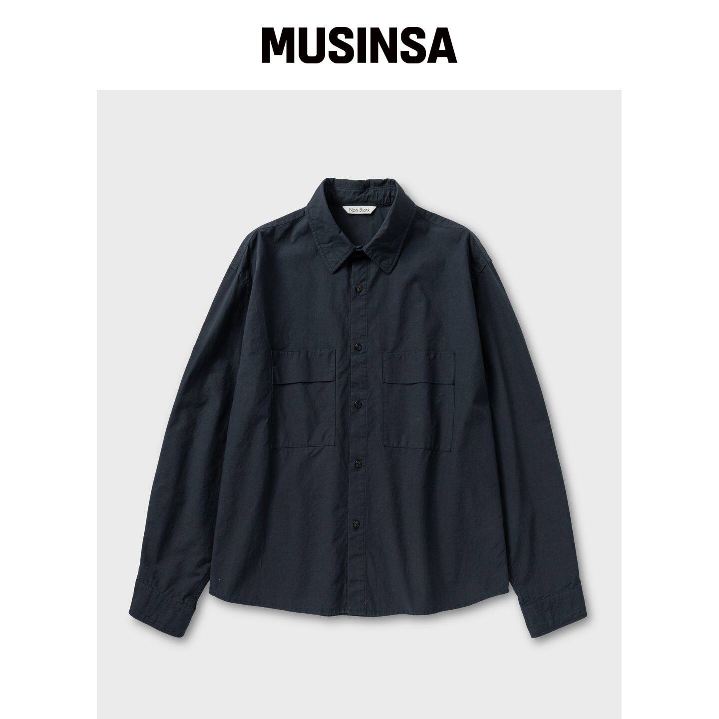NONBLANK 天丝口袋衬衫_深蓝色 MUSINSA韩国官网直邮进口