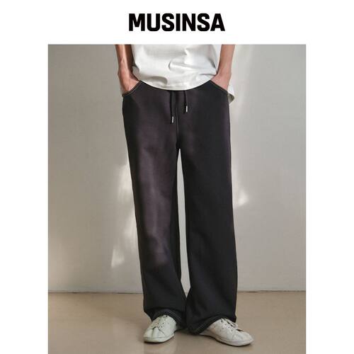 WEDNESDAY OASIS LINE STITCH 宽松卫裤_CHARCOA韩国官网直邮进口