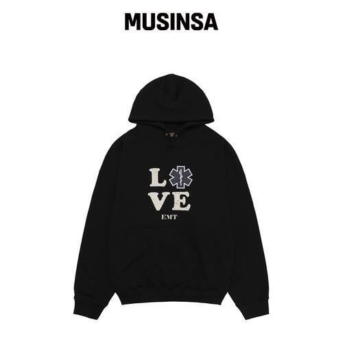 IOUWER (-er系列)EMT 连帽卫衣 黑色韩国官网直邮进口MUSINSA