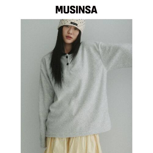 KOOKEESEE Fog抓绒翻领T恤（燕麦色） MUSINSA韩国直邮官方正品