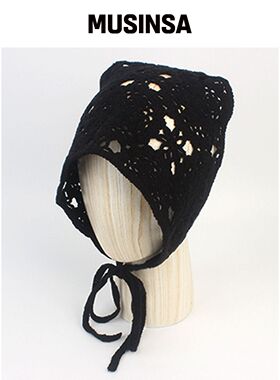 UNIVERSAL CHEMISTRY Flower Black Knit Bonnet韩国官网直邮进口