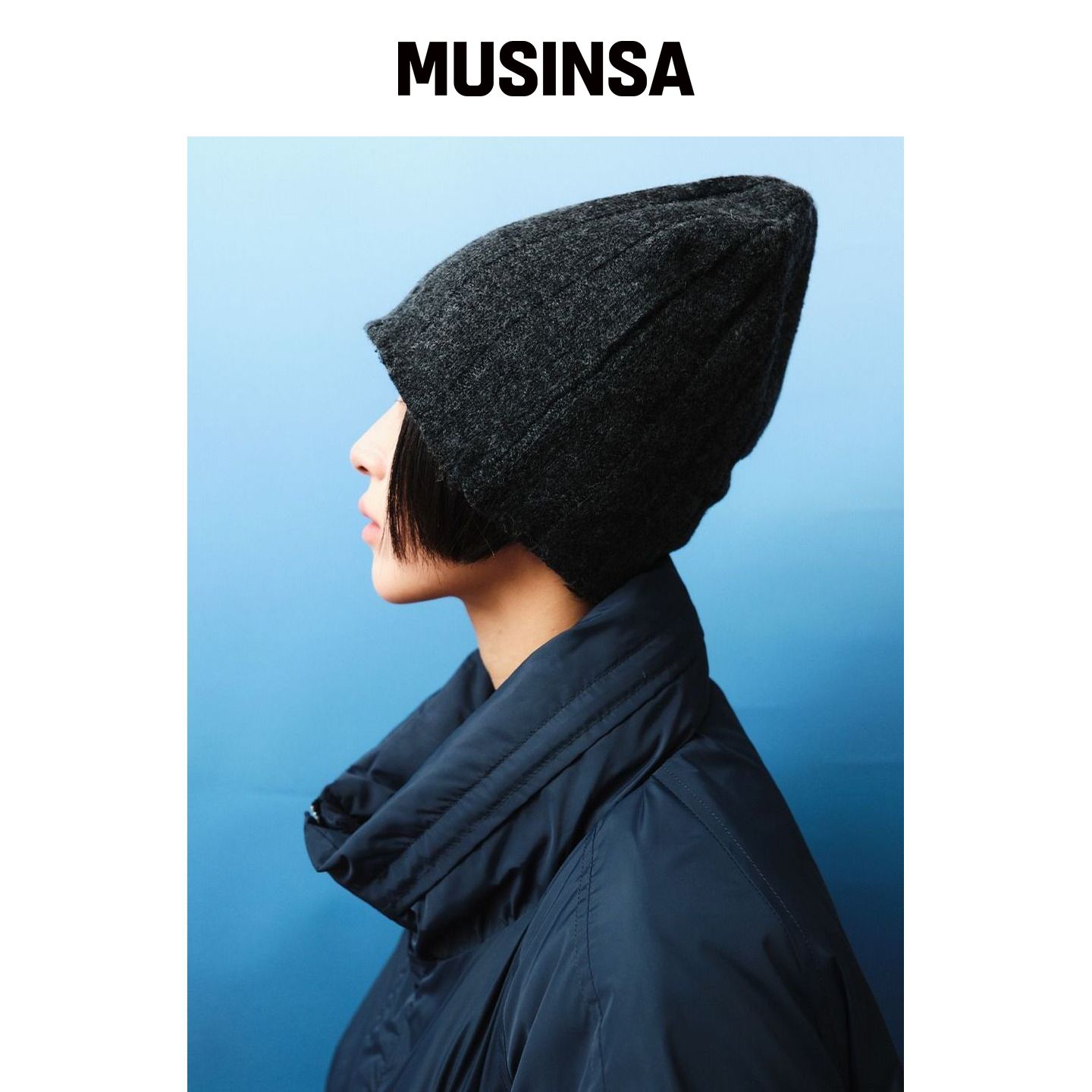 PLZPROJECT OVER-RIBBED BEANIE, CHARCOAL MUSI韩国官网直邮进口图片