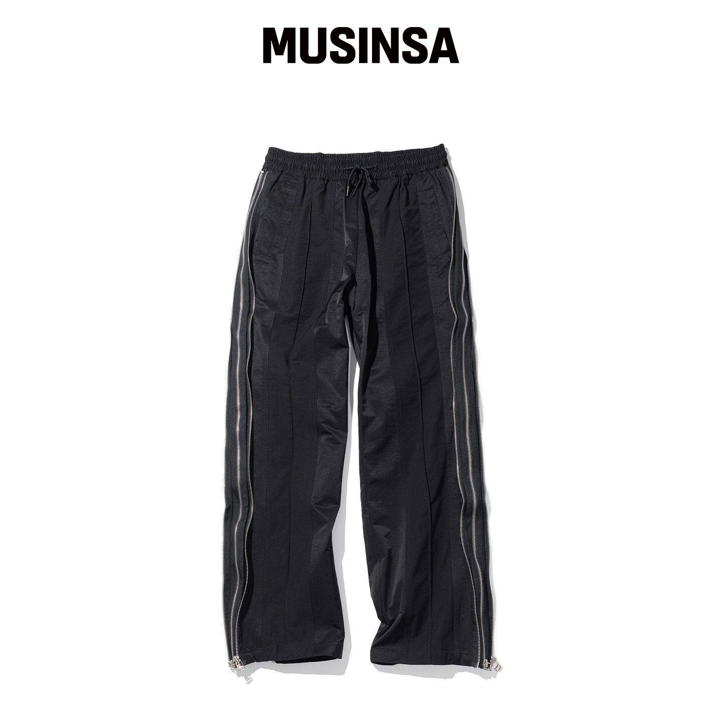 MASSNOUN 双线拉链田径裤子 MSHTP003-BK MUSINS韩国官网直邮进口