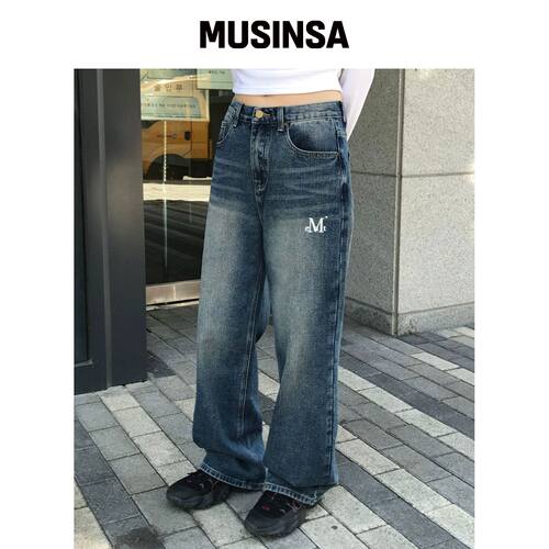 MUCENT NEERA 宽松牛仔裤复古水洗长款裤子 MUSI韩国官网直邮进口