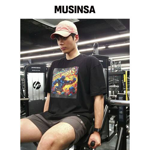 BARBELLWORKS RED海报背带裤韩国官网直邮进口MUSINSA