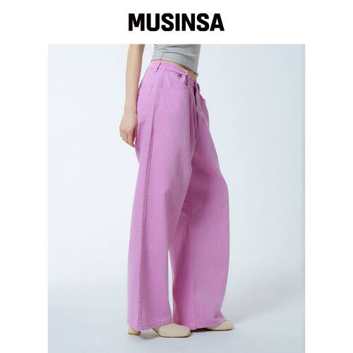 UNKNOWN PLANET 定制单褶宽松粉色裤子 MUSINSA韩国直邮官方正品