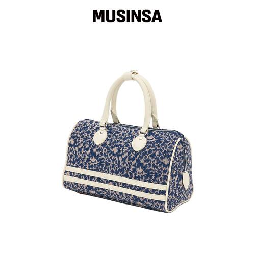 PARTIMENTO WOMEN 条纹波士顿包_海军蓝 MUSINSA韩国直邮官方正品