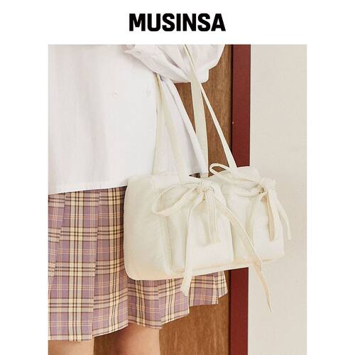 CELITAILS DOUBLE RIBBON SHOULDER BAG_浅黄色韩国官网直邮进口