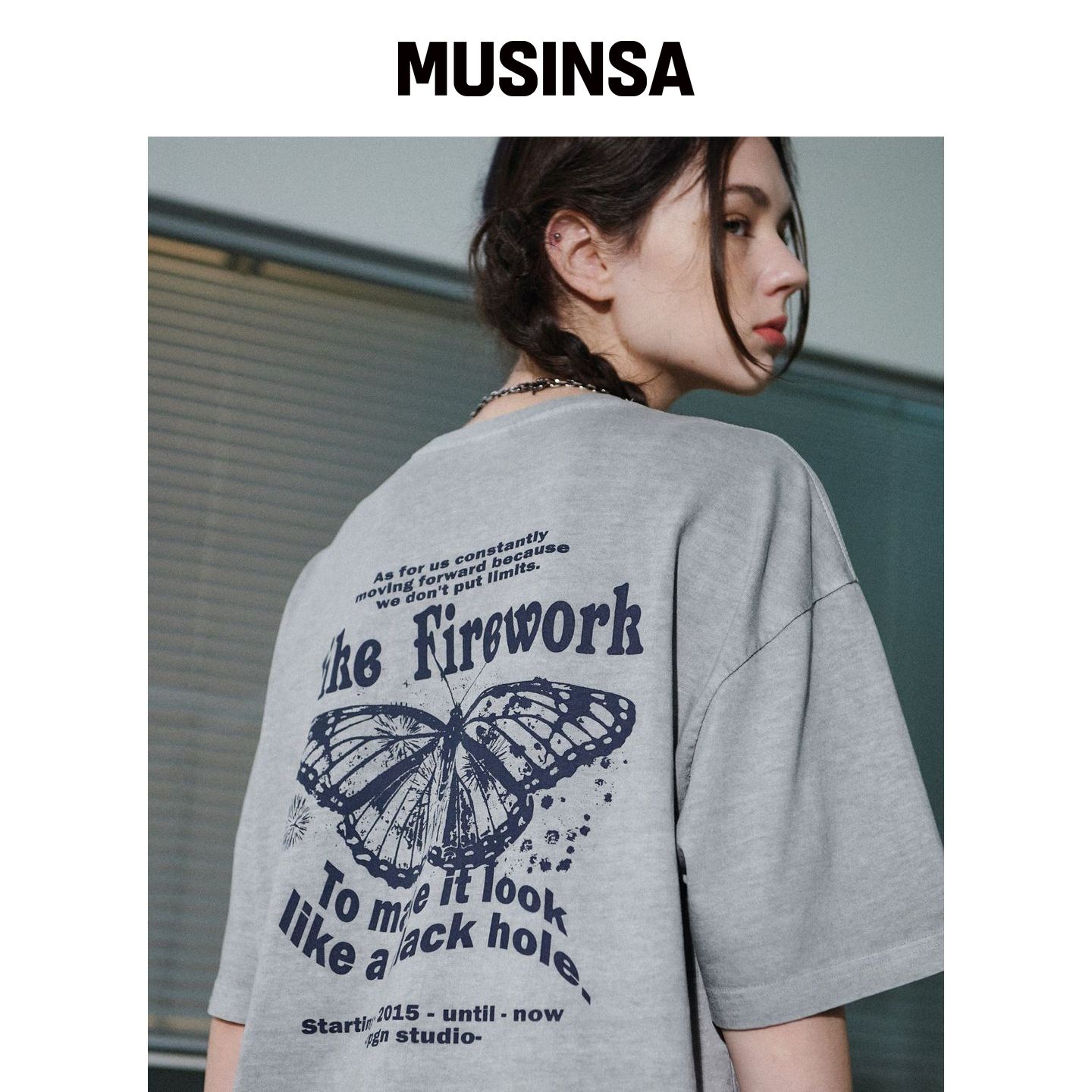 CPGN STUDIO 蝴蝶图案短袖T恤 幽灵灰 MUSINSA韩国直邮官方正品