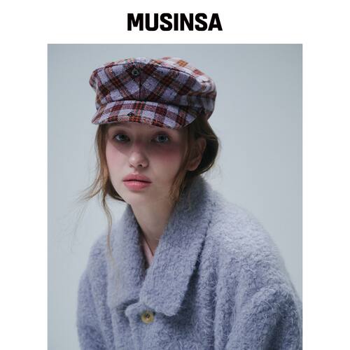 FUNFROMFUN 格纹狩猎帽，紫罗兰色 MUSINSA韩国官网直邮进口