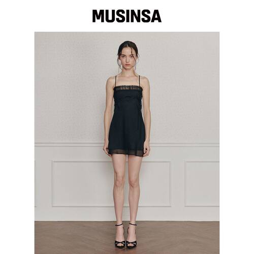 PAINORPLEASURE DREAMY DRESS 黑色连衣裙 MUSIN韩国官网直邮进口