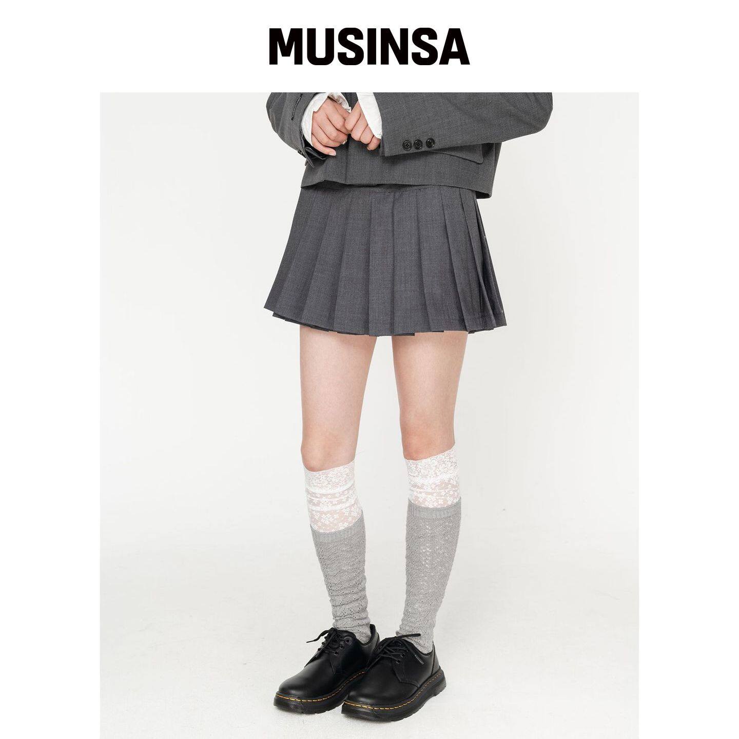 HIGH SCHOOL DISCO 学院风百褶羊毛裙 MUSINSA韩国直邮官方正品