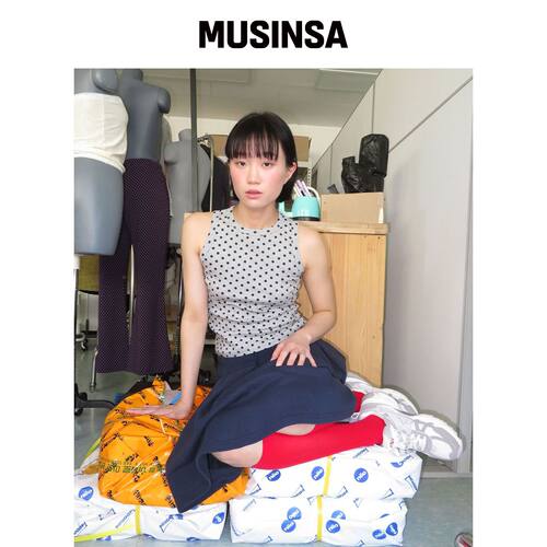 FUNFROMFUN 点点图案背心，灰色 MUSINSA韩国官网直邮进口