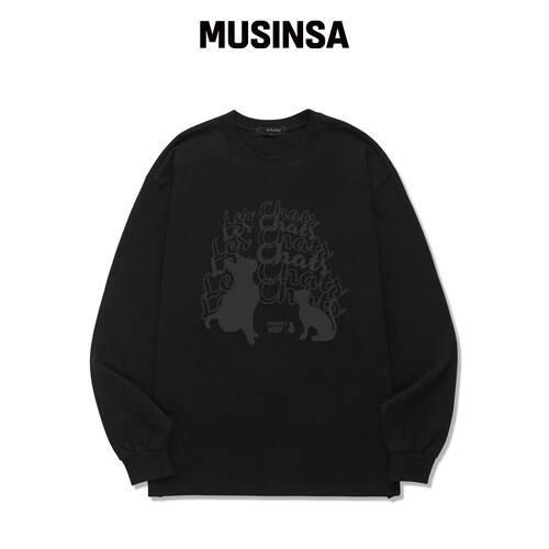 WISSY CAT CHATTING 长袖T恤 (WLS012) 黑色 MUS韩国官网直邮进口