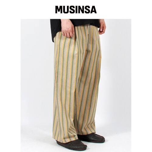 DEMARC M VINTAGE STRIPE WIDE PANTS SAGE GREE韩国官网直邮进口