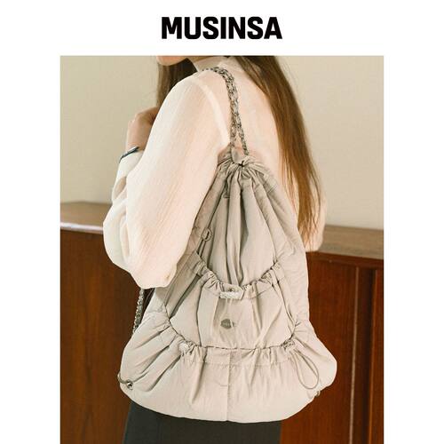 YUPPE RIBBON CHAIN BACKPACK_GRAY韩国官网直邮进口