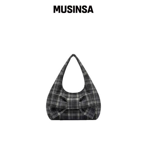 SIO CHECK RIBBON SHOULDER BAG [灰色]韩国官网直邮进口MUSINSA